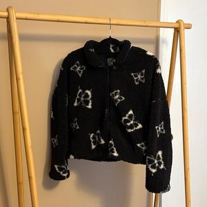 Wild Fable Butterfly Black and White Sherpa Jacket (L)